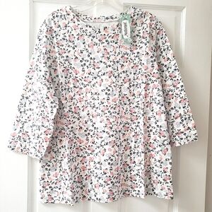 New National ULTRASOFTS JANEY FLORAL TOP 3/4 Sleeves Size L